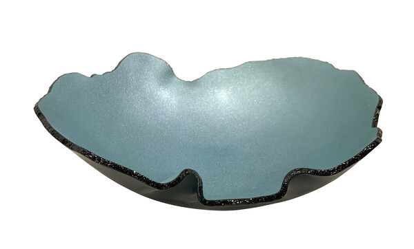 Contemporary Brazilian Free Form Turquoise Glass Bowl