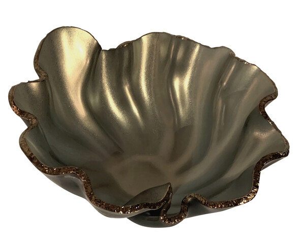 Contemporary Brazilian Free Form Silver Color Glass Bowl