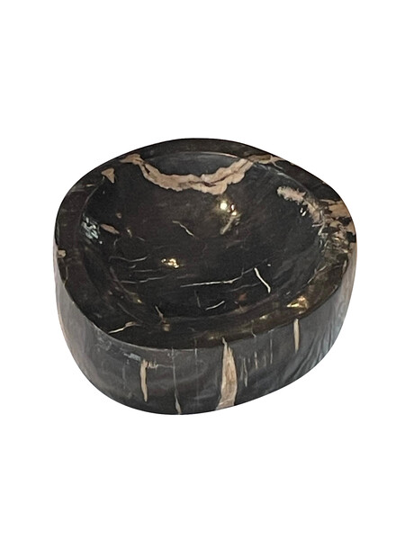 Contemporary Indonesian Black Petrified Wood Bowl