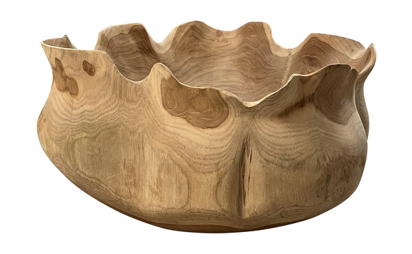 Contemporary Indonesian Scalloped Edge Wood Bowl