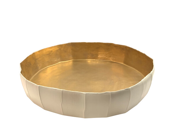 Contemporary Italian White Porcelain Bowl 22K Gold Interior