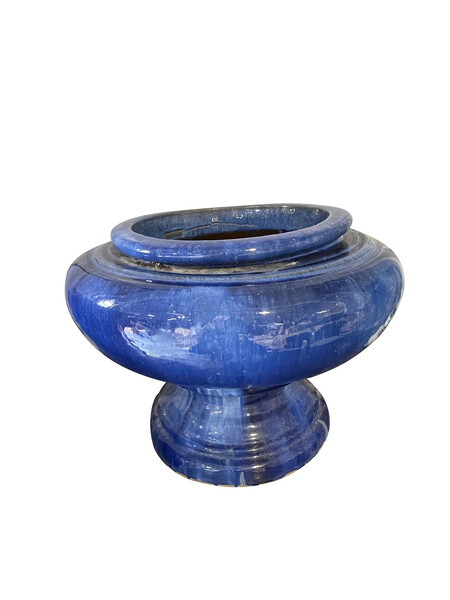 1940's French XL Cobalt Blue Glazed Footed Bowl