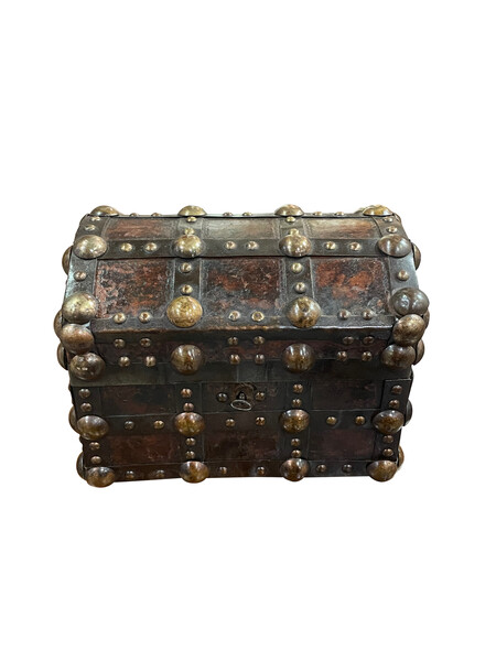 19thc Italian Leather & Brass Box