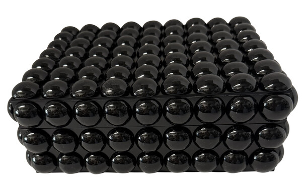 Contemporary Indian Black Ball Shape Design Bone Box