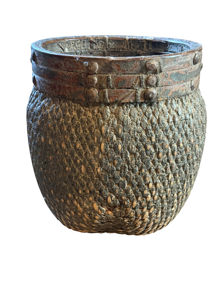 19thc China Woven Grain Storage Basket