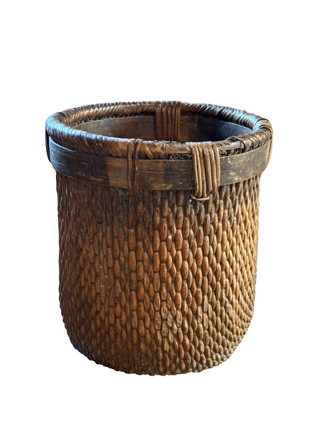 19thc China Woven Grain Storage Basket