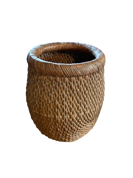 19thc China Woven Grain Storage Basket