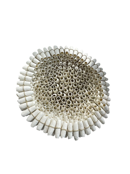Codntemporary French Porcelain Tubular Shapes Bowl