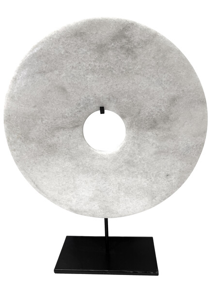 Contemporary Chinese Large Single White Jade Disc