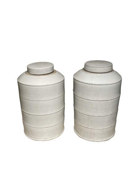 Contemporary Chinese Pair Lidded Canisters