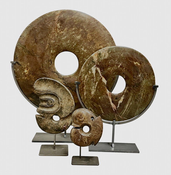 Contemporary Chinese Set of Two Jade Discs