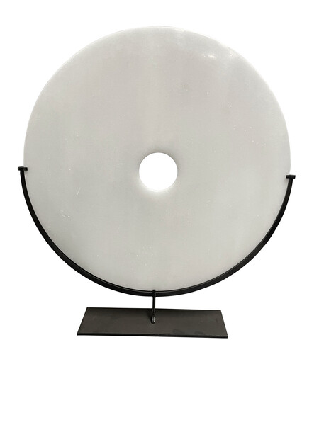 Contemporary Chinese XL Smooth White Jade Disc