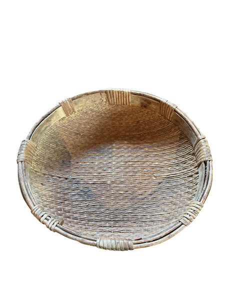 19thc China Woven Reed Grain Drying Tray