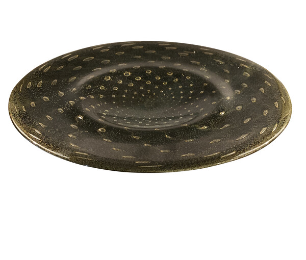 Contemporary Brazilian Speckled Gold Glass Platter