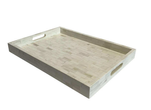 Contemporary Indian Cream Bone Tray with Handles