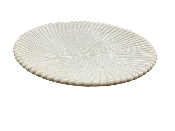 Contemporary Indian Round Ribbed Marble Platter