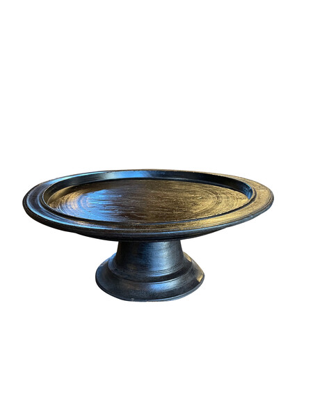 1920's Indonesian  Ebonized Footed Wooden Platter
