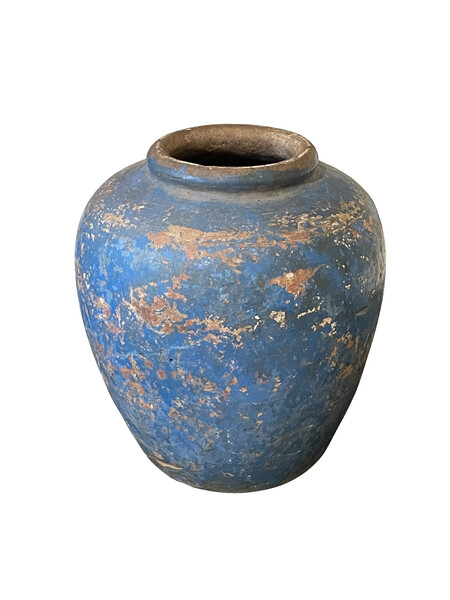 19thc China Mottled Blue Pot