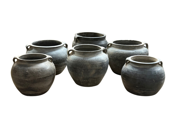 1940's Chinese  Charcoal Gray Vases