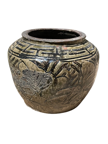 19thc Chinese Olive Glazed Vase