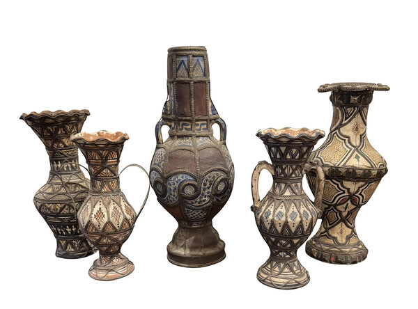 19thc Moroccan  Cobalt Blue Vase Collection