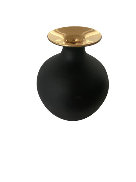 Contemporary American Black Stoneware with 22K Gold Lip