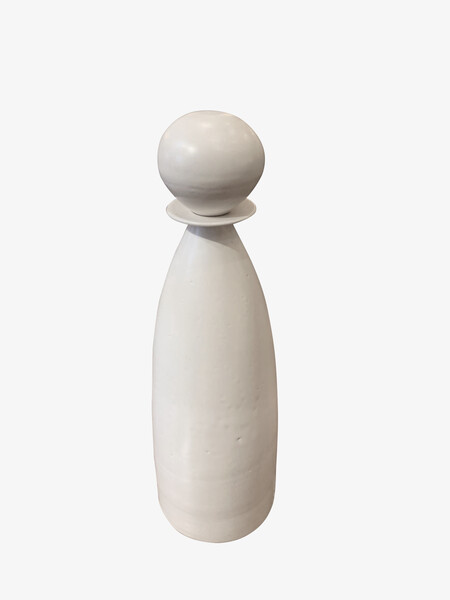 Contemporary American Ceramicist Sandi Fellman White Glazed Bottle with Top
