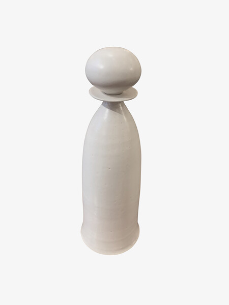 Contemporary American Ceramicist Sandi Fellman White Glazed Bottle with Top