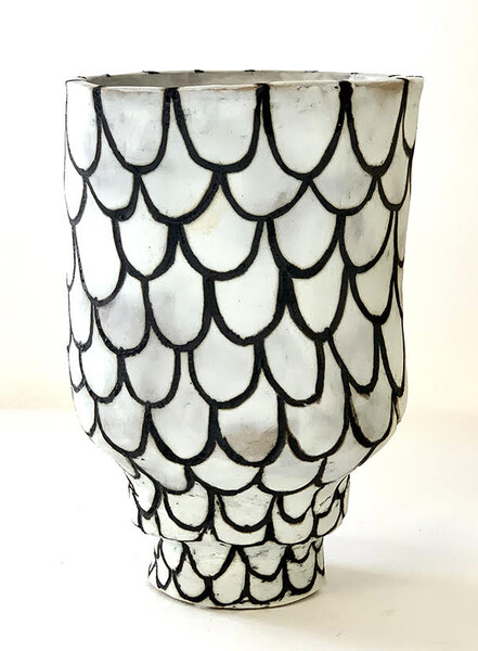 Contemporary American Ceramicist Brenda Holzke Black & White Vase