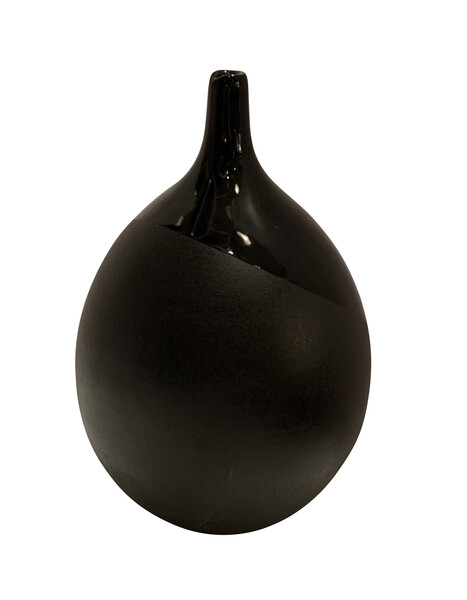 Contemporary American  Matte Black Stoneware with Contrasting Black Gloss Vase