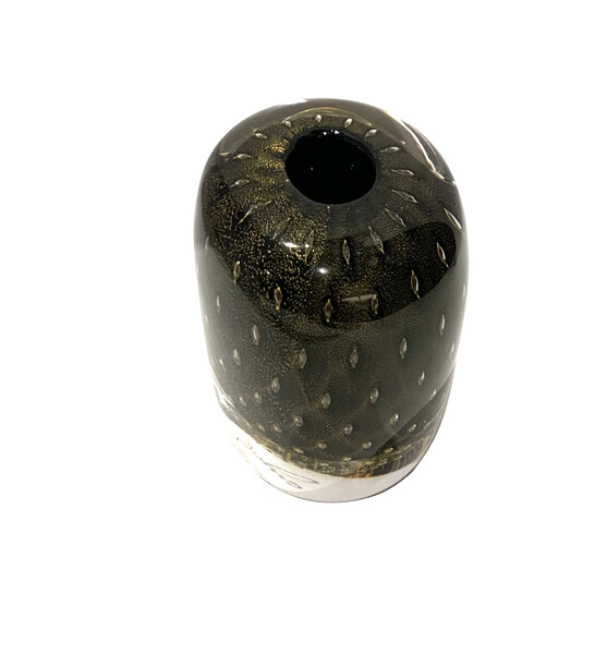 Balsamo Antiques Contemporary Brazilian Thick Gold Speckled Glass Vase