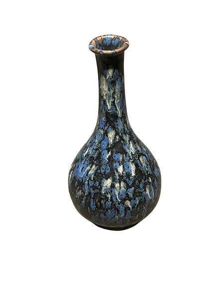 Contemporary Chinese Black, Blue and White Splatter Glaze Vase