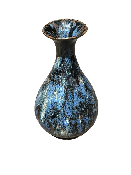 Contemporary Chinese  Black, Blue and White Splatter Glaze Vase