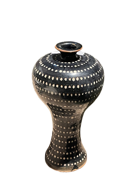 Contemporary Chinese Black & White Dotted Vase