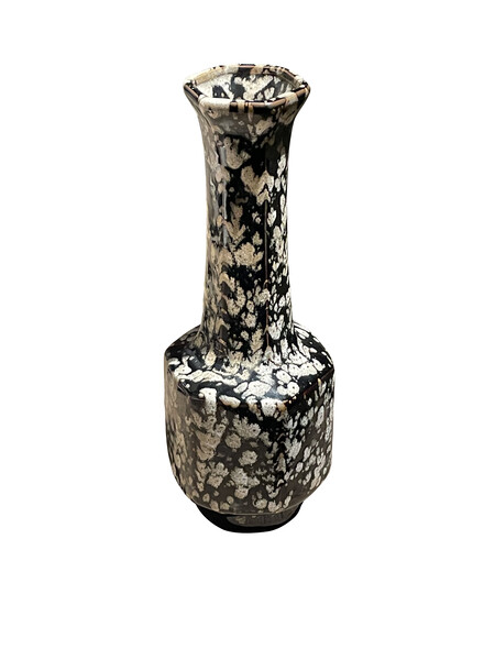 Contemporary Chinese Black & White Splattered Glaze Vase