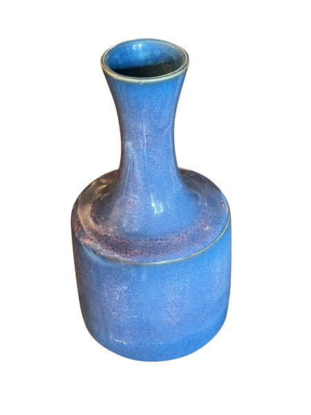 Contemporary Chinese Blue Glaze Bottle Shape Vase