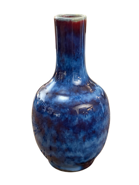 Contemporary Chinese Cobalt Blue Funnel Neck Vase