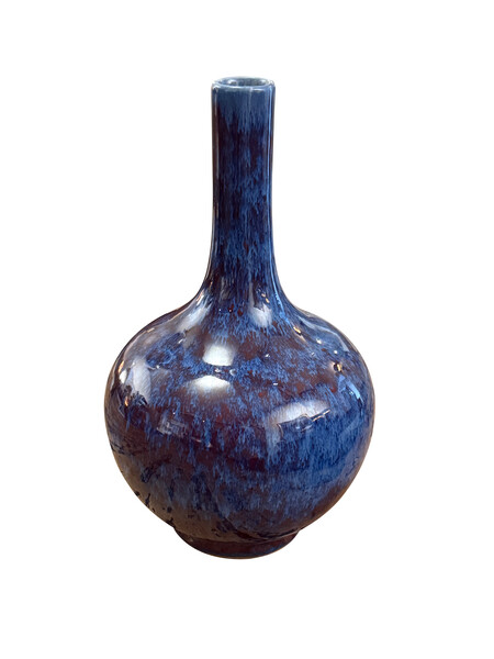 Contemporary Chinese Cobalt Blue Glazed Vase