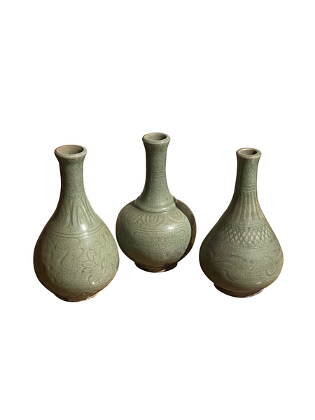 CONTEMPORARY CHINESE COLLECTION PALE CELADON VASES
