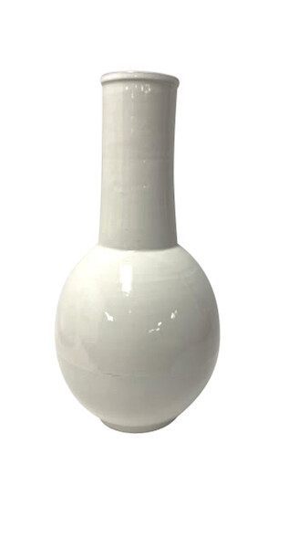 Contemporary Chinese Funnel Neck Cream Vase