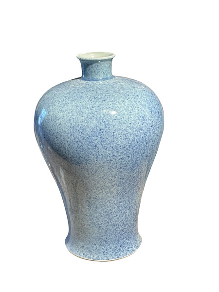 Contemporary Chinese Large  Speckled Pale Blue  Vase