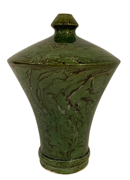 Contemporary Chinese Malachite Patterned Vase