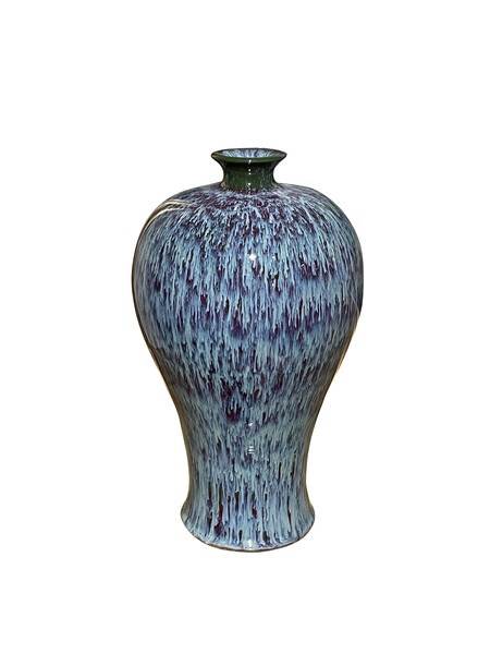 Contemporary Chinese Mottled Blue & Purple Glazed Vase