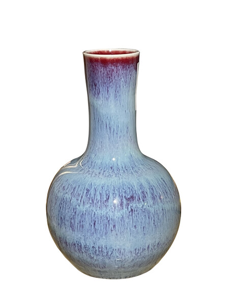Contemporary Chinese Mottled Pale Blue & Purple Glazed Vase