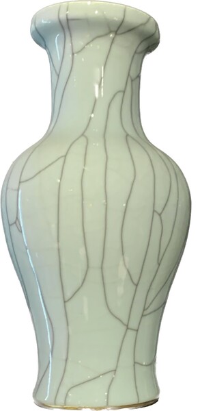 Contemporary Chinese Pale Blue Crackle Glaze Vase