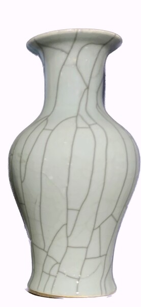 Contemporary Chinese Pale Blue Crackle Glaze Vase