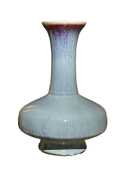Contemporary Chinese Pale Blue & Purple Speck Glazed Vase