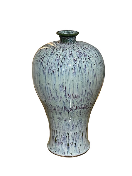 Contemporary Chinese Pale Blue & Purpled Mottled Glaze Vase