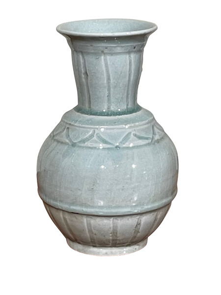 Contemporary Chinese Pale Turquoise Decorative Design Vase