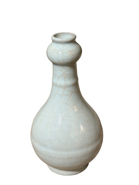 Contemporary Chinese Robins Egg Blue Crackle Glazed Vase